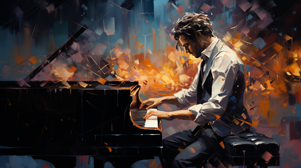 An image from the 'Piano Concerto' video