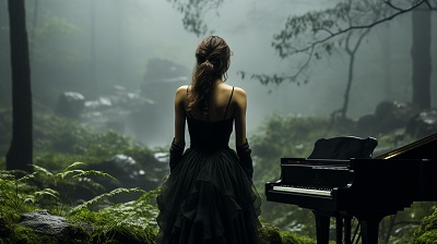 An image from the 'Piano Concerto' video