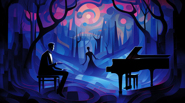 An image from the 'Piano Concerto' video