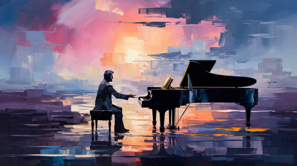 An image from the 'Piano Concerto' video