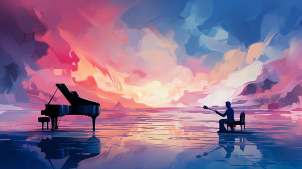 An image from the 'Piano Concerto' video